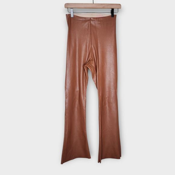 Commando High Rise Flared Faux Leather Pull On Pants Brown Tan Women’s Medium - Picture 2 of 5